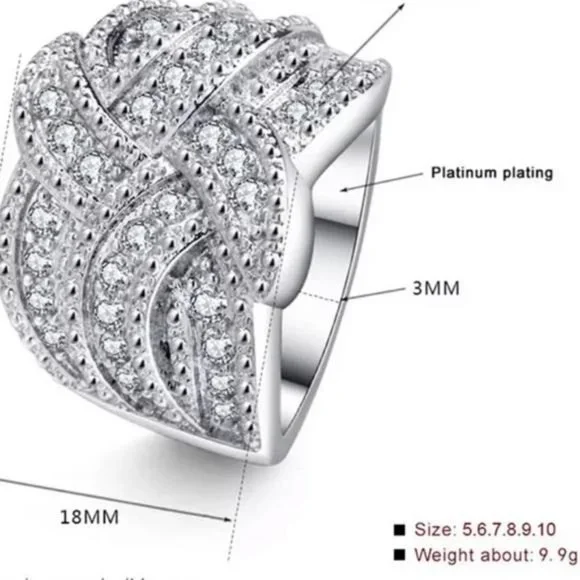 NEW 925 STERLING SILVER DIAMOND BRIDAL RING, CUTE RING, SHINY RING. - Picture 6 of 6